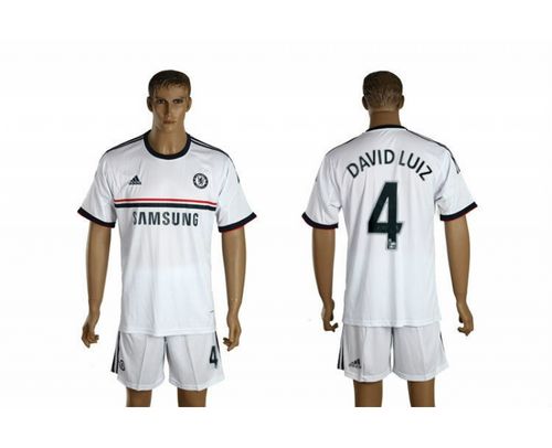 Chelsea #4 David Luiz White Soccer Club Jersey