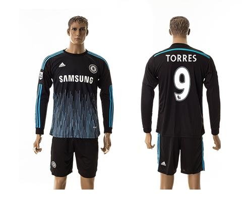 Chelsea #9 Torres Away Long Sleeves Soccer Club Jersey