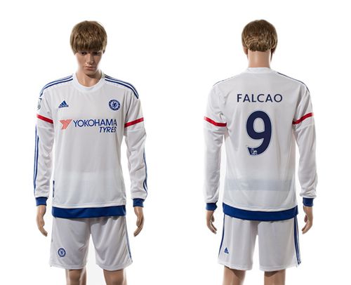 Chelsea #9 Falcao Away Long Sleeves Soccer Club Jersey