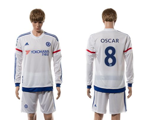 Chelsea #8 Oscar Away Long Sleeves Soccer Club Jersey