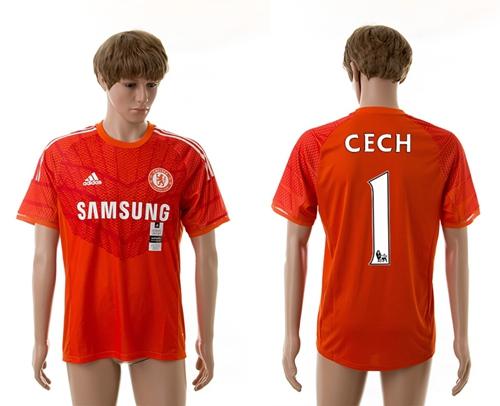 Chelsea #1 Cech Goalkeeper Orange Soccer Club Jersey