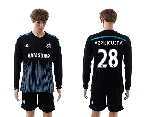 Chelsea #28 Azpilicueta Away Long Sleeves Soccer Club Jersey