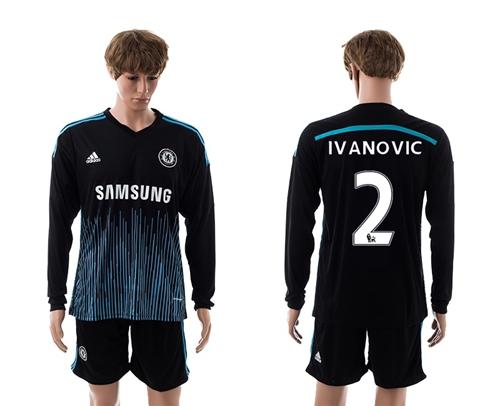 Chelsea #2 Ivanovic Away Long Sleeves Soccer Club Jersey
