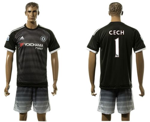 Chelsea #1 Cech Black Soccer Club Jersey