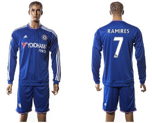 Chelsea #7 Ramires New Blue Long Sleeves Soccer Club Jersey