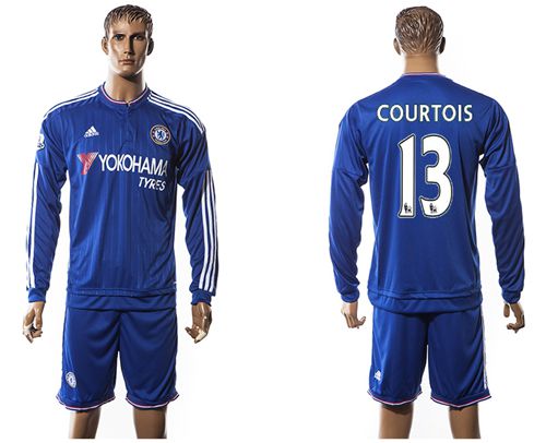 Chelsea #13 Courtois New Blue Long Sleeves Soccer Club Jersey