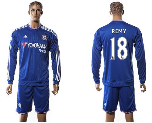 Chelsea #18 Remy New Blue Long Sleeves Soccer Club Jersey