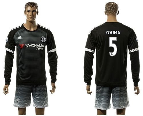 Chelsea #5 Zouma Black Long Sleeves Soccer Club Jersey