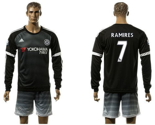 Chelsea #7 Ramires Black Long Sleeves Soccer Club Jersey