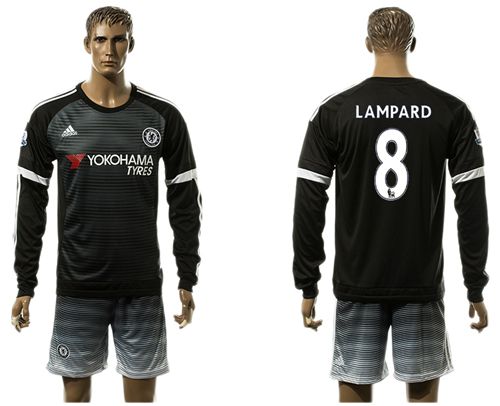 Chelsea #8 Lampard Black Long Sleeves Soccer Club Jersey
