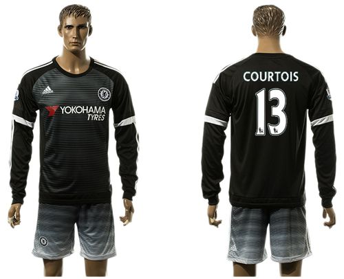 Chelsea #13 Courtois Black Long Sleeves Soccer Club Jersey