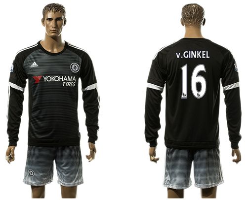Chelsea #16 V.Ginkel Black Long Sleeves Soccer Club Jersey