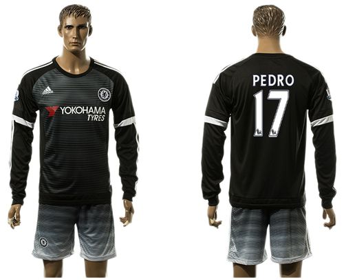 Chelsea #17 Pedro Black Long Sleeves Soccer Club Jersey
