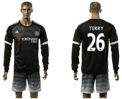 Chelsea #26 Terry Black Long Sleeves Soccer Club Jersey