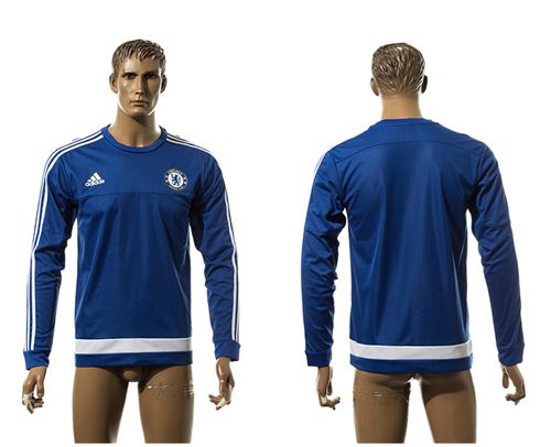 Chelsea Blank Blue Long Sleeves Training Soccer Club Jersey