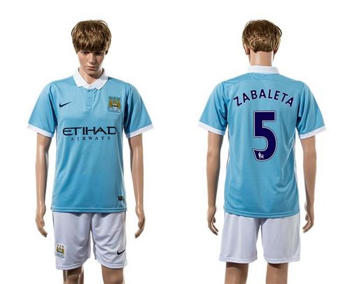 Manchester City #5 Zabaleta Home With White Shorts Soccer Club Jersey