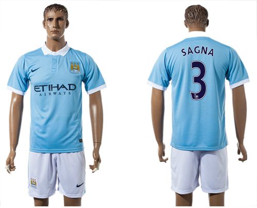 Manchester City #3 Sagna Home With White Shorts Soccer Club Jersey