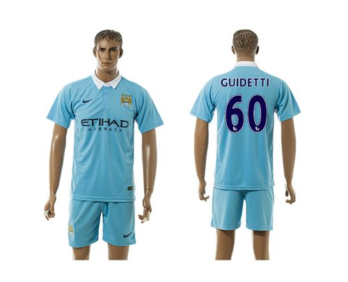 Manchester City #60 Guidetti Blue Home Soccer Club Jersey