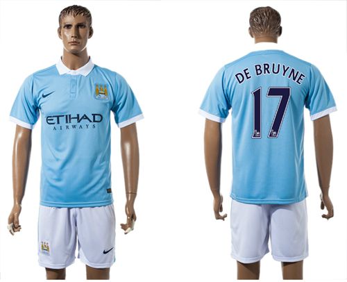 Manchester City #17 DE BRUYNE Home With White Shorts Soccer Club Jersey