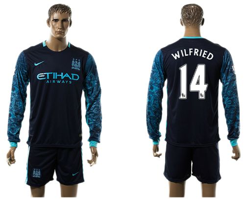 Manchester City #14 Wilfried Away Long Sleeves Soccer Club Jersey