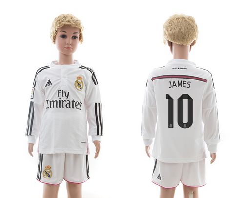 Real Madrid #10 James White Home Long Sleeves Kid Soccer Club Jersey