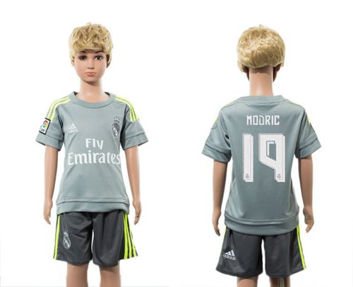 Real Madrid #19 Modric Grey Kid Soccer Club Jersey