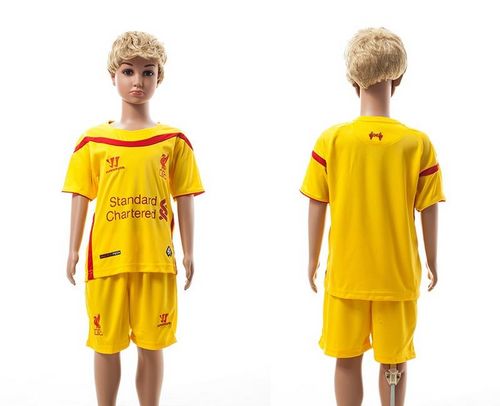Liverpool Blank Yellow Away Kid Soccer Club Jersey