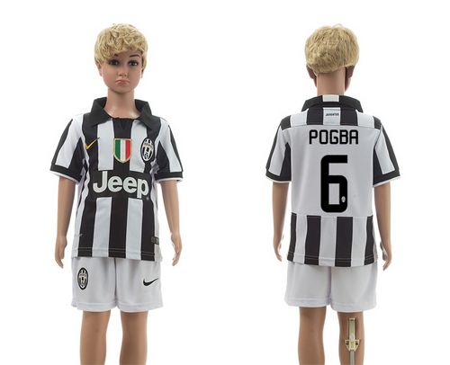 Juventus #6 Pogba Home Kid Soccer Club Jersey