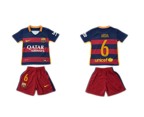 Barcelona #6 Arda Home Kid Soccer Club Jersey