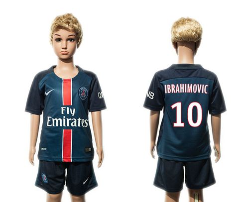 Paris Saint Germain #10 Ibrahimovic Home Kid Soccer Club Jersey
