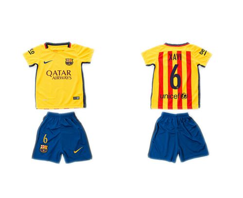Barcelona #6 Xavi Away Kid Soccer Club Jersey