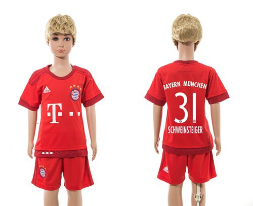 Bayern Munchen #31 Schweinsteiger Home Kid Soccer Club Jersey
