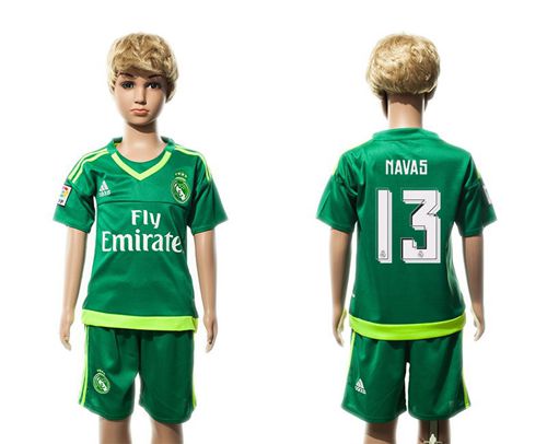 Real Madrid #13 Navas Green Kid Soccer Club Jersey