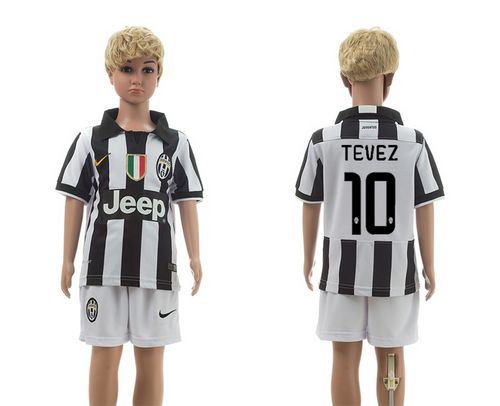 Juventus #10 Tevez Home Kid Soccer Club Jersey