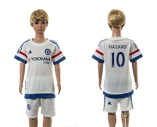 Chelsea #10 Hazard White Away Kid Soccer Club Jersey