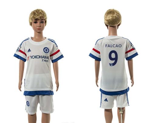 Chelsea #9 Falcao White Away Kid Soccer Club Jersey