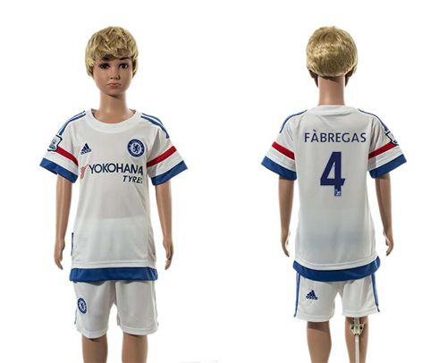 Chelsea #4 Fabregas White Away Kid Soccer Club Jersey