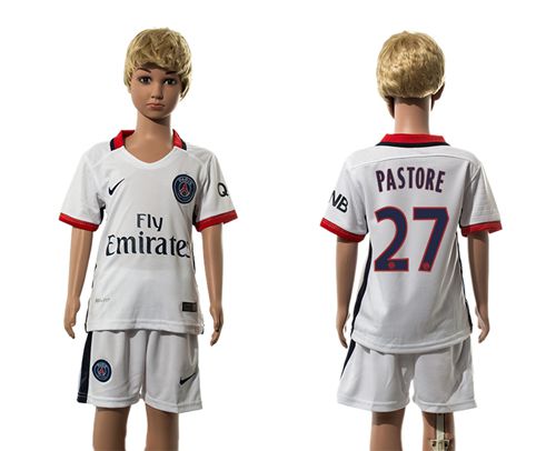 Paris Saint Germain #27 Pastore Away Kid Soccer Club Jersey