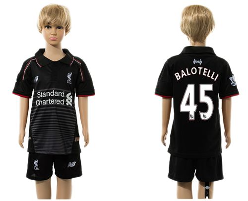 Liverpool #45 Balotelli Black Kid Soccer Club Jersey