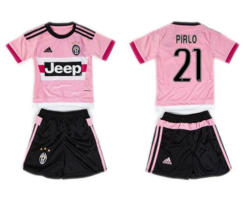 Juventus #21 Pirlo Pink Away Kid Soccer Club Jersey