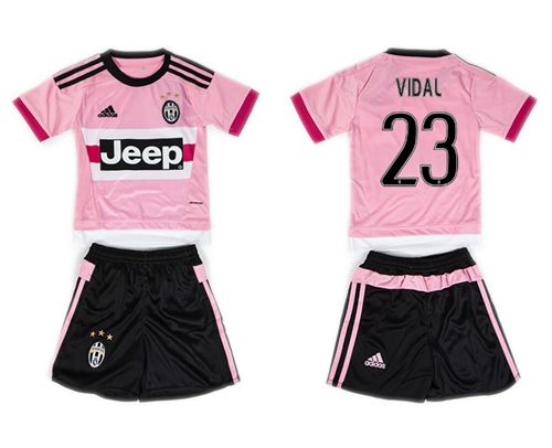 Juventus #23 Vidal Pink Away Kid Soccer Club Jersey