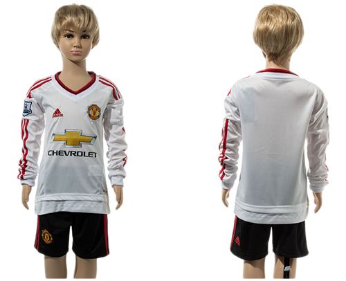 Manchester United Blank Away Long Sleeves Kid Soccer Club Jersey