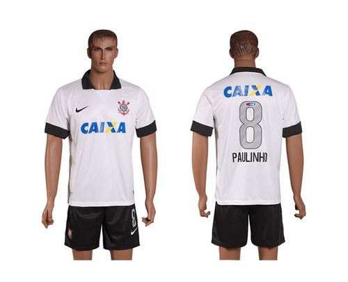 Corinthians #8 Paulinho White Home Soccer Club Jersey