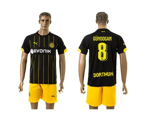 Dortmund #8 Gundogan Black(Yellow Shorts)Away Soccer Club Jersey