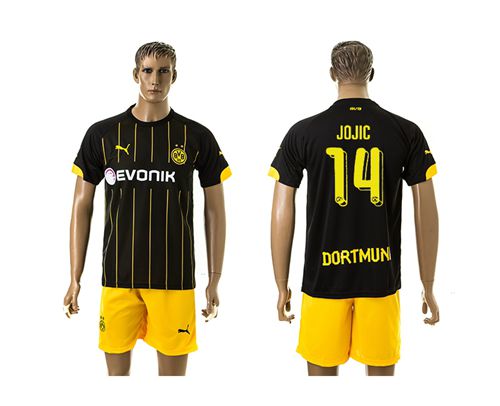 Dortmund #14 Jojic Black(Yellow Shorts)Away Soccer Club Jersey