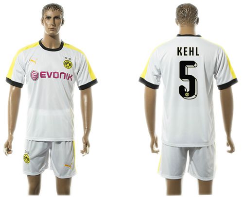 Dortmund #5 Kehl White Soccer Club Jersey