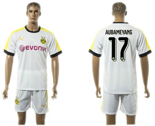 Dortmund #17 Aubameyang White Soccer Club Jersey