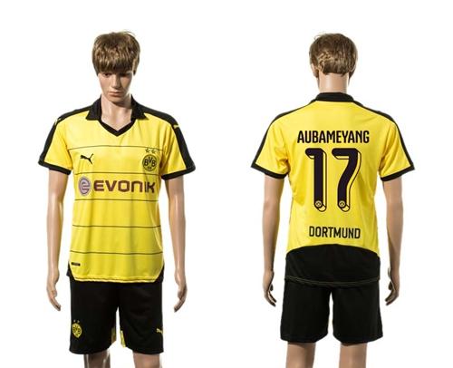 Dortmund #17 Aubameyang Yellow Soccer Club Jersey