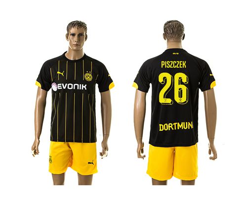 Dortmund #26 Piszczek Black(Yellow Shorts)Away Soccer Club Jersey