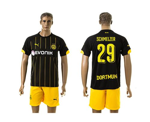 Dortmund #29 Schmelzer Black(Yellow Shorts)Away Soccer Club Jersey